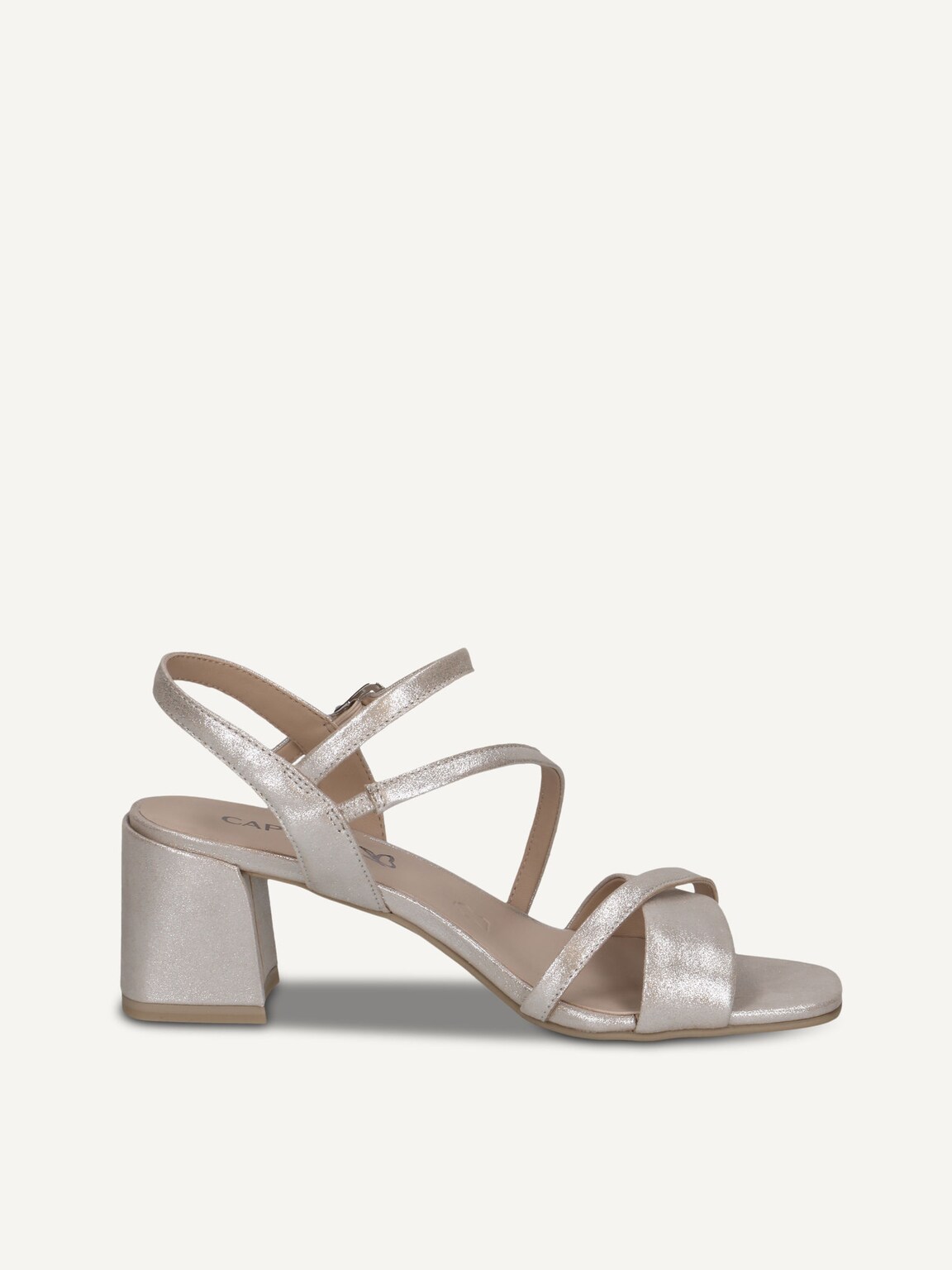 Caprice, Leather Heeled sandal - metallic TAUPE SUE.MET., image 3 of 5