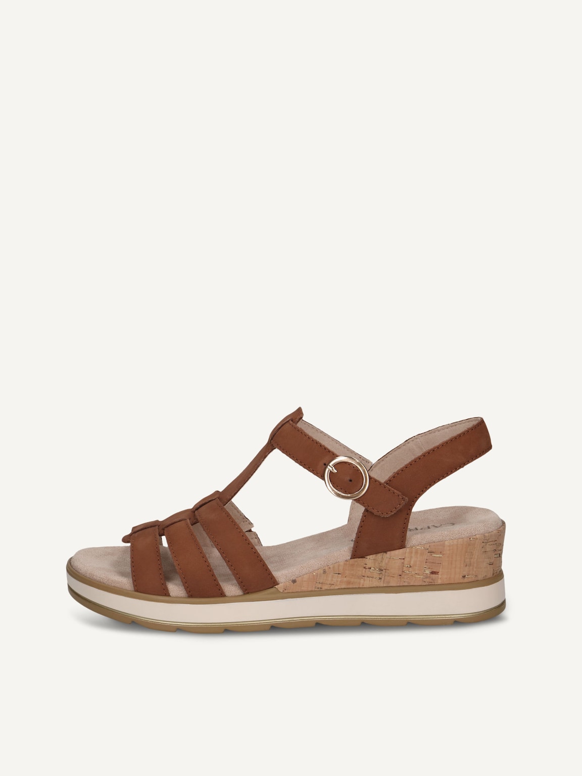 Caprice, Leather Heeled sandal - brown COGNAC NUBUC, image 2 of 5