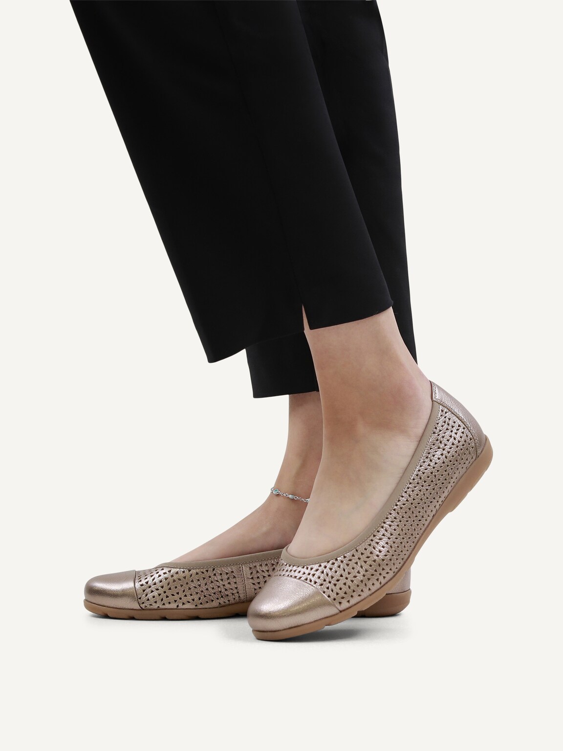 Caprice, Leather Ballerina - brown TAUPE METALLIC, image 2 of 6
