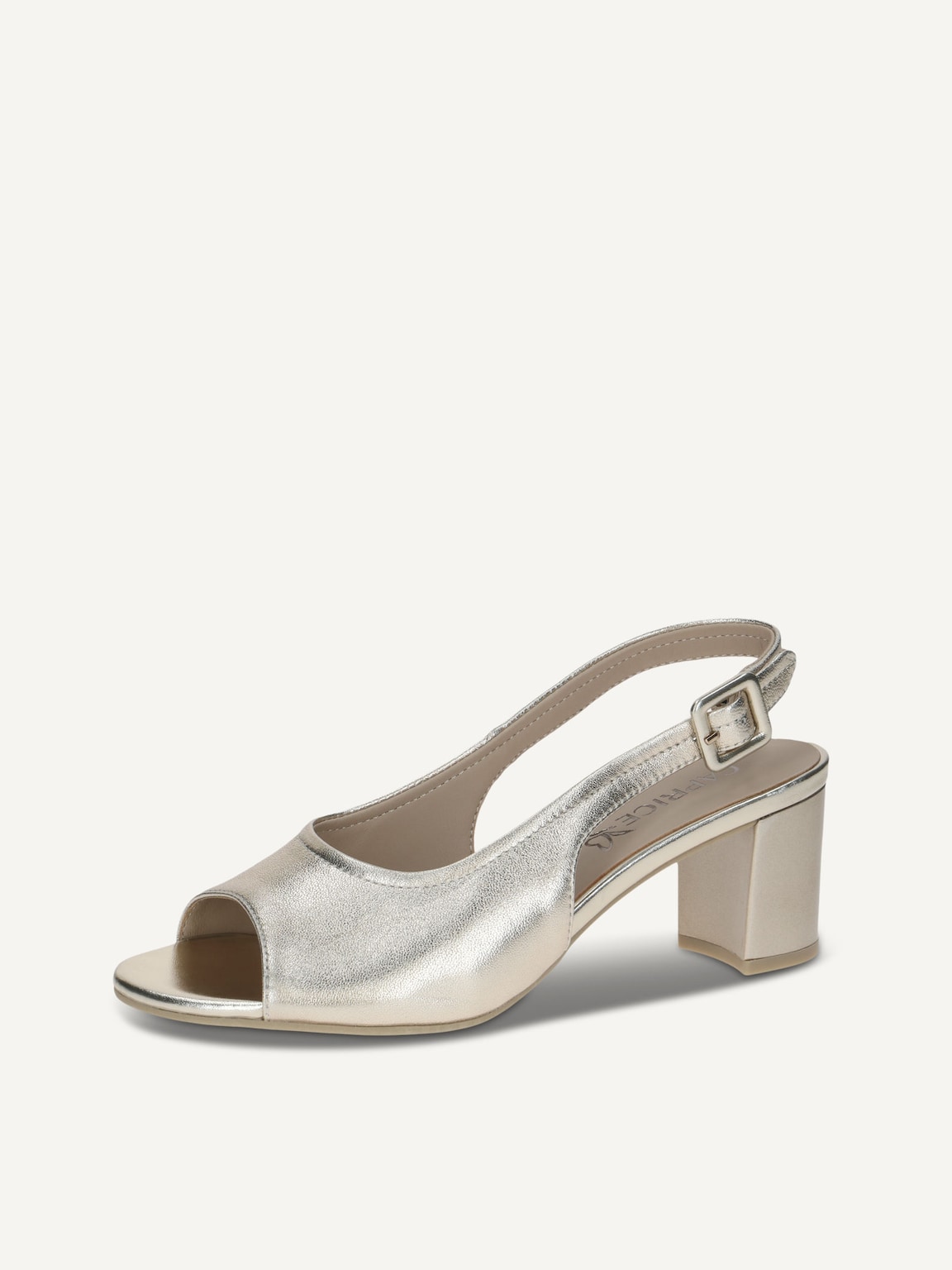 Caprice, Leather Heeled sandal - metallic LT.GOLD METAL., image 1 of 5