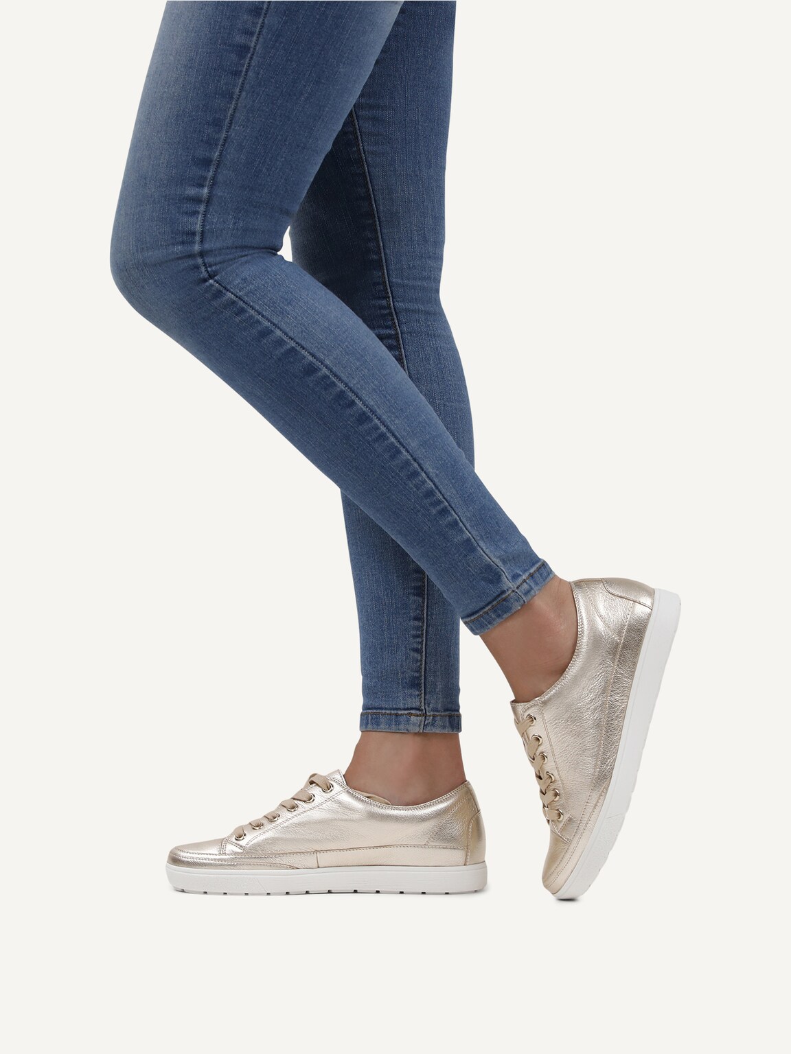 Caprice, Leather Sneaker - metallic PLATIN METAL., image 2 of 6