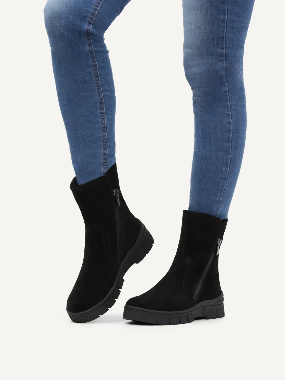 Caprice, Leather Bootie - black warm lining BLACK SUEDE, image 2 of 6