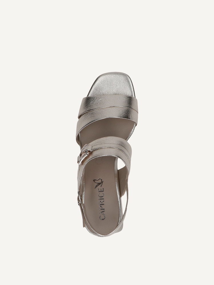 Caprice, Sandale à talon en cuir - métallique PLATIN METAL., image 4 sur 5