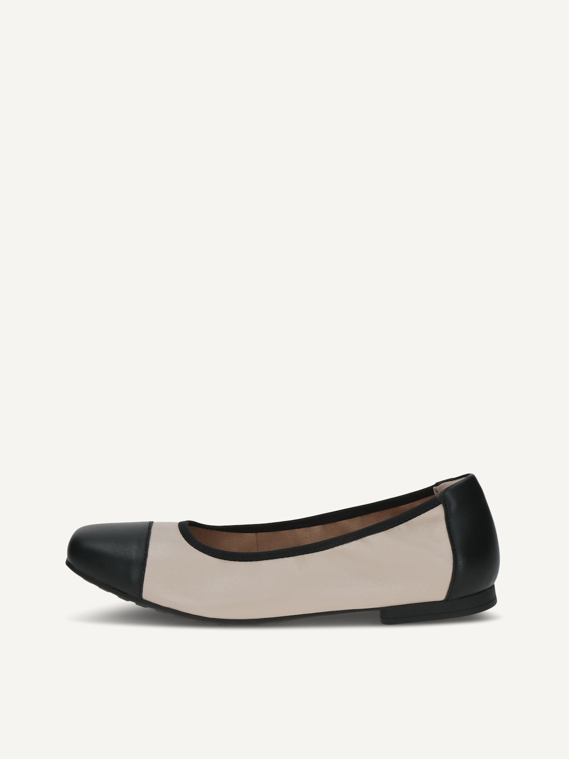 Caprice, Leather Ballerina - beige CREAM/BLACK, image 2 of 5