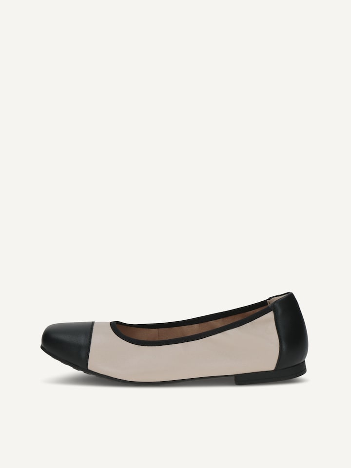 Caprice, Ballerine en cuir - beige CREAM/BLACK