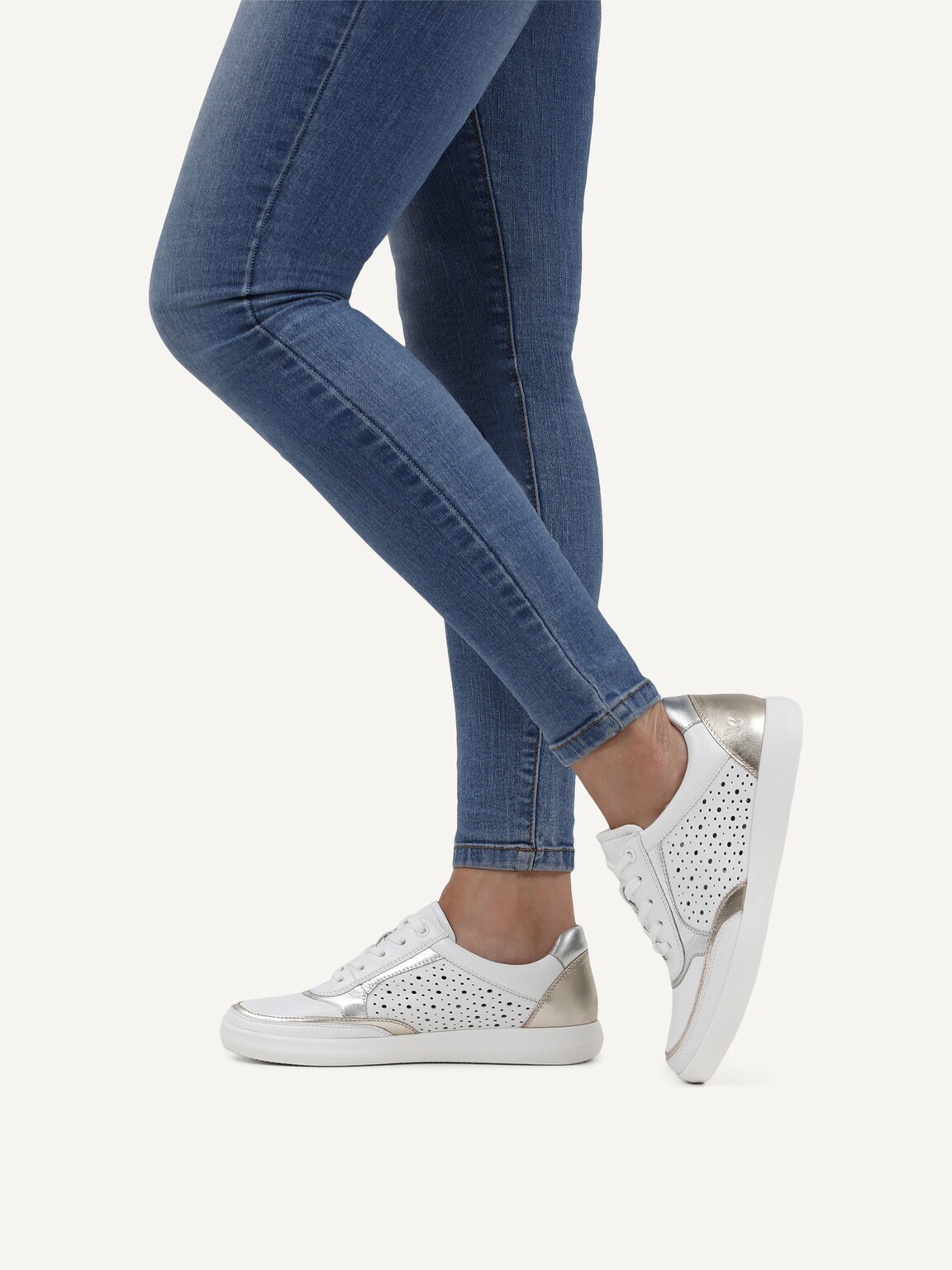 Caprice, Leather Sneaker - white WHITE/SILVER, image 2 of 6
