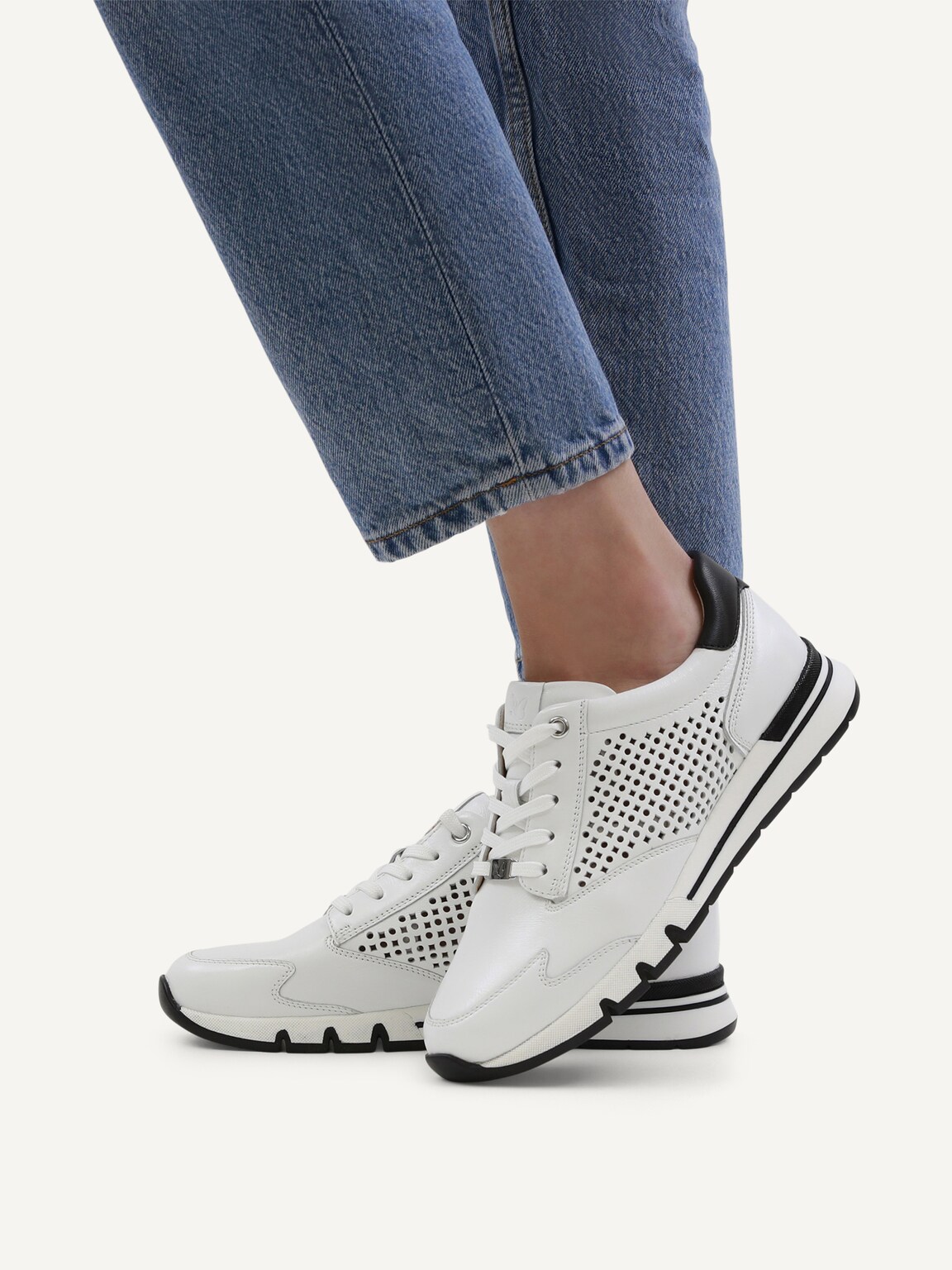 Caprice, Leather Sneaker - white WHITE/BLACK, image 2 of 6