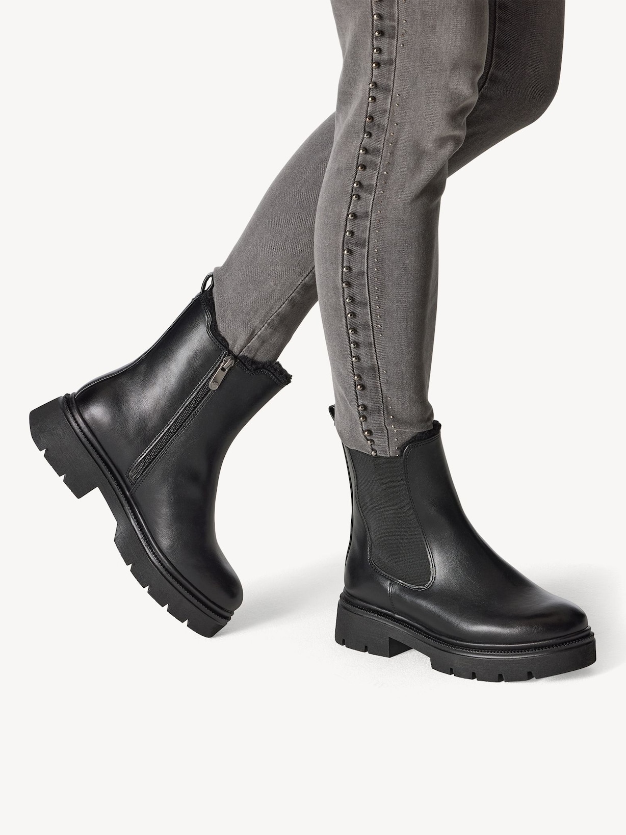 Marco Tozzi, Chelseaboot - zwart warme voering BLACK, afbeelding 2 van 7