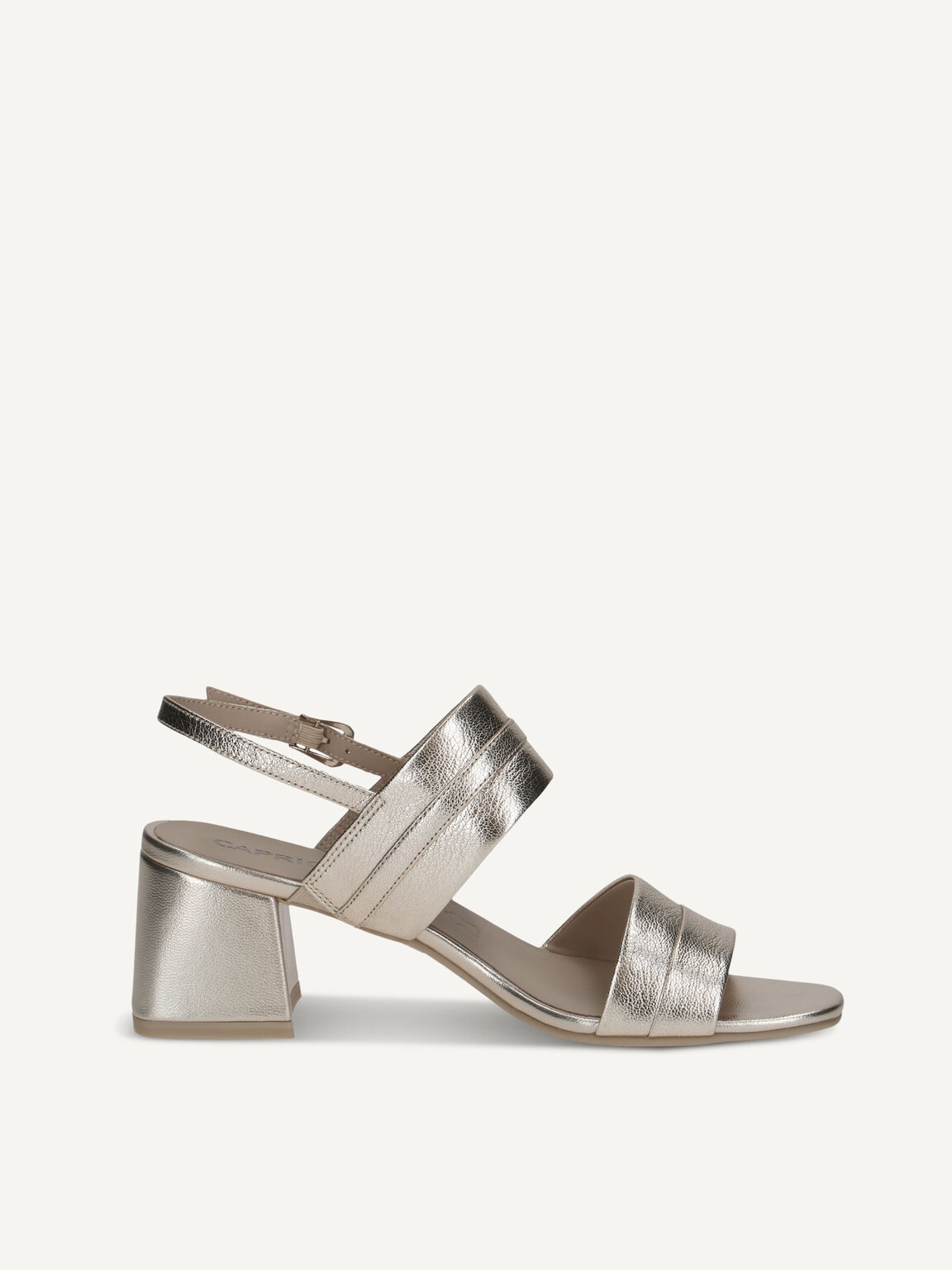 Caprice, Leather Heeled sandal - metallic PLATIN METAL., image 3 of 5