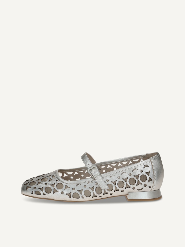 Caprice, Ballerine en cuir - métallique PLATIN.MET.CO