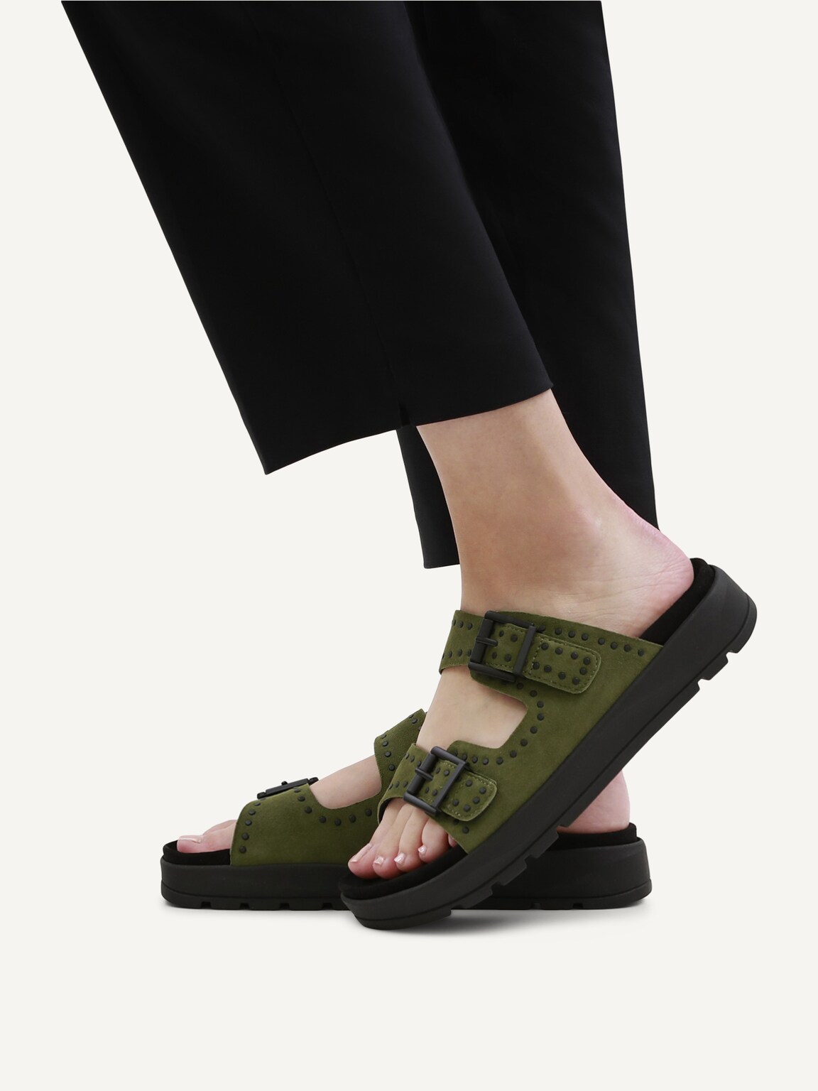 Caprice, Leather Mule - khaki KHAKI SUEDE, image 2 of 6