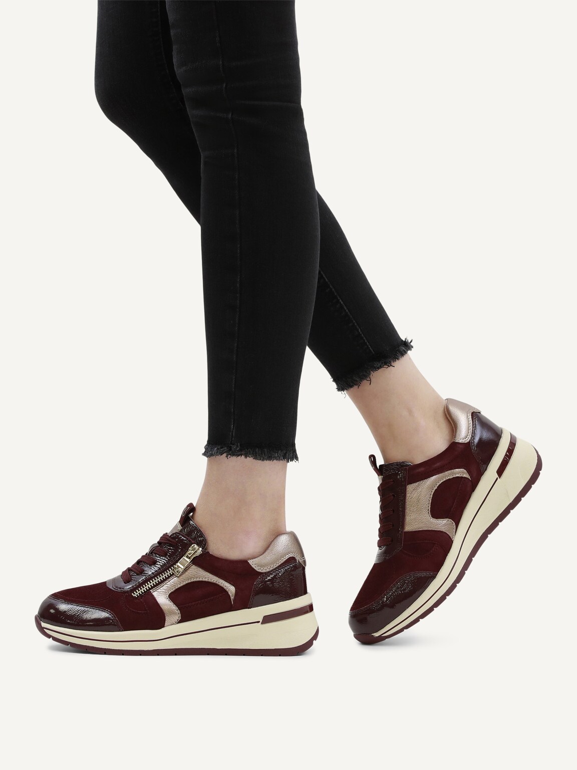 Caprice, Leather Sneaker - red BORDEAUX COMB, image 3 of 7