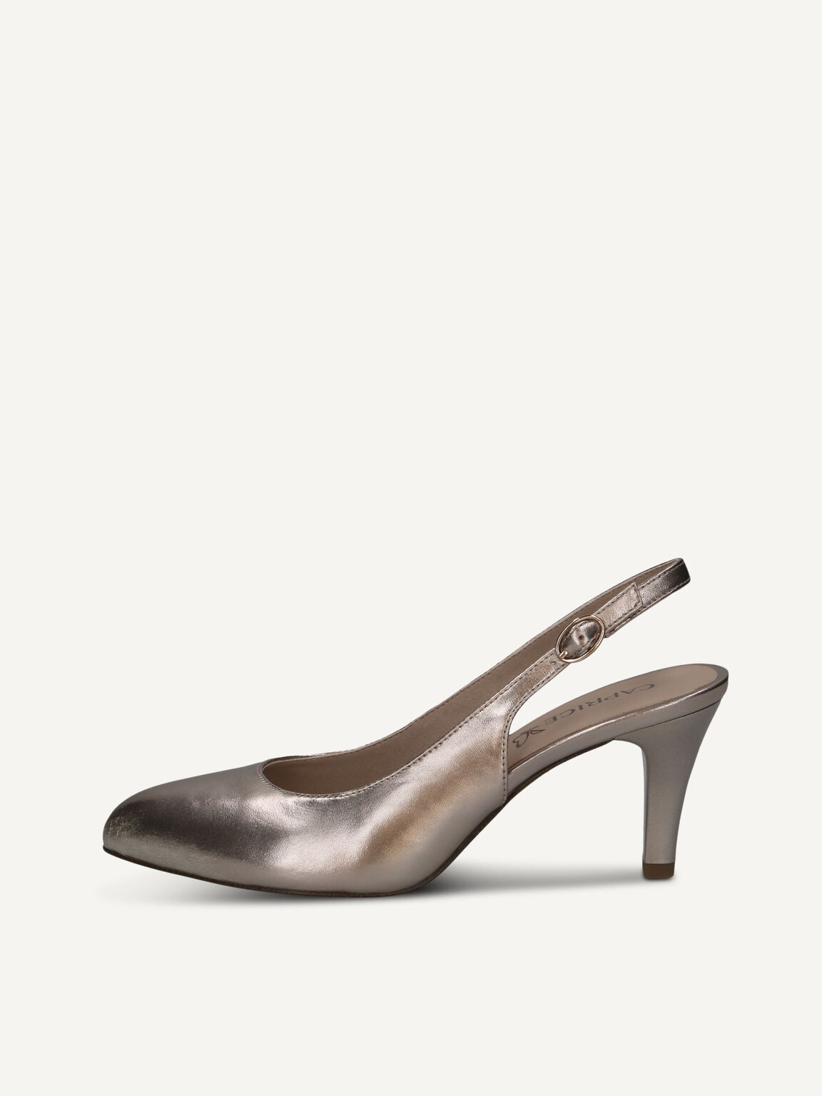Caprice, Leather sling pumps - brown TAUPE METALLIC, image 3 of 6