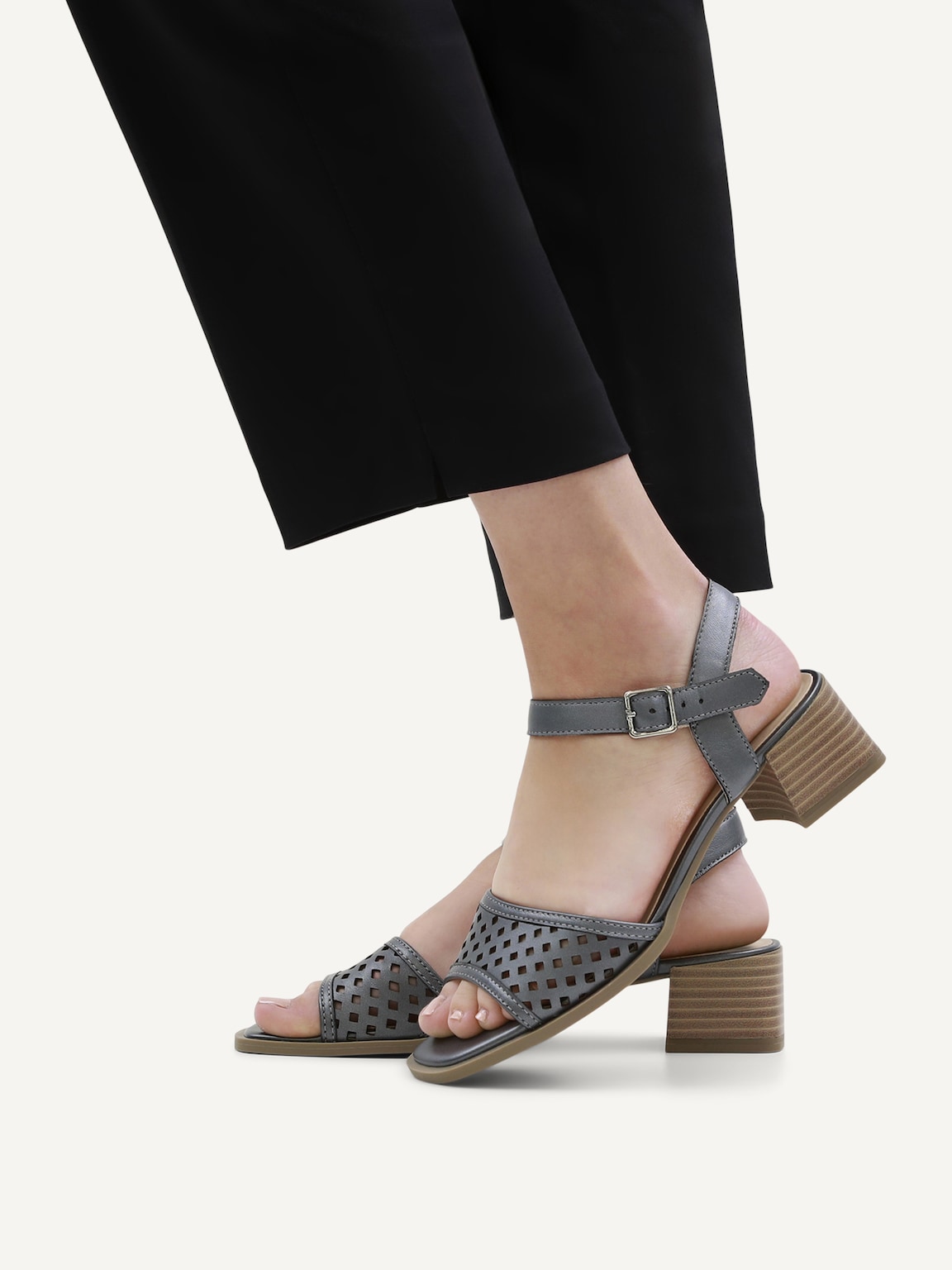Caprice, Leather Heeled sandal - blue BLUE PERLATO, image 2 of 6