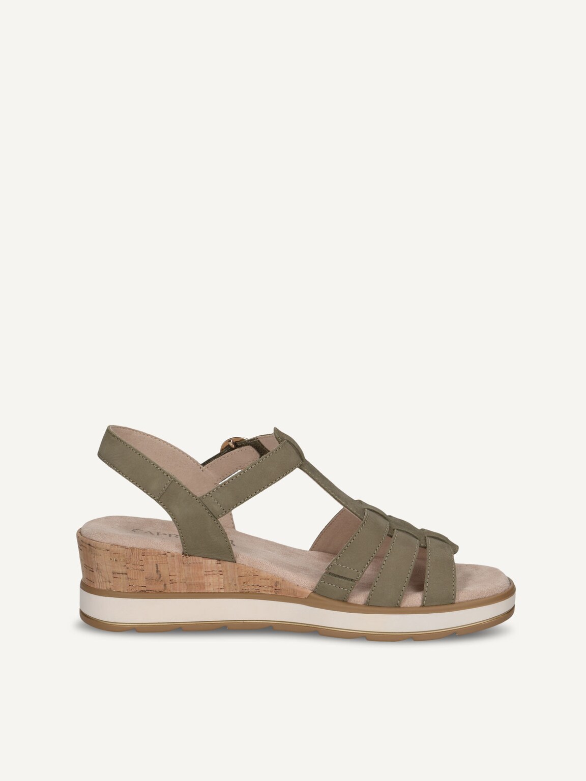 Caprice, Leather Heeled sandal - khaki OLIVE NUBUC, image 4 of 6