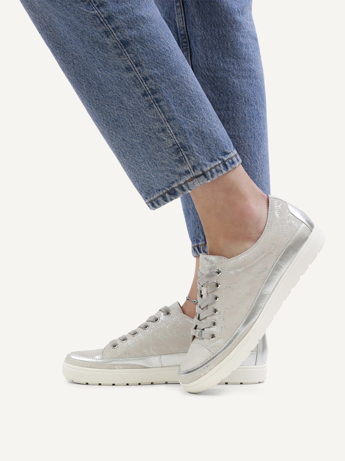 Caprice, Leather Sneaker - white OFFWHITE/SILV., image 2 of 6