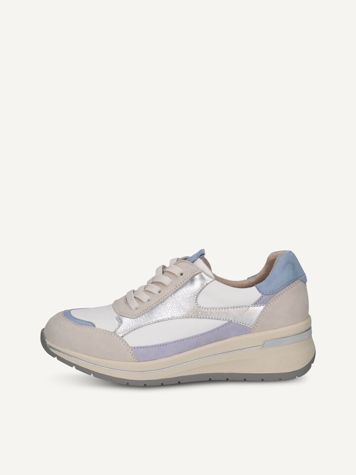 Caprice, Basket en cuir - blanc WHITE/SILVER