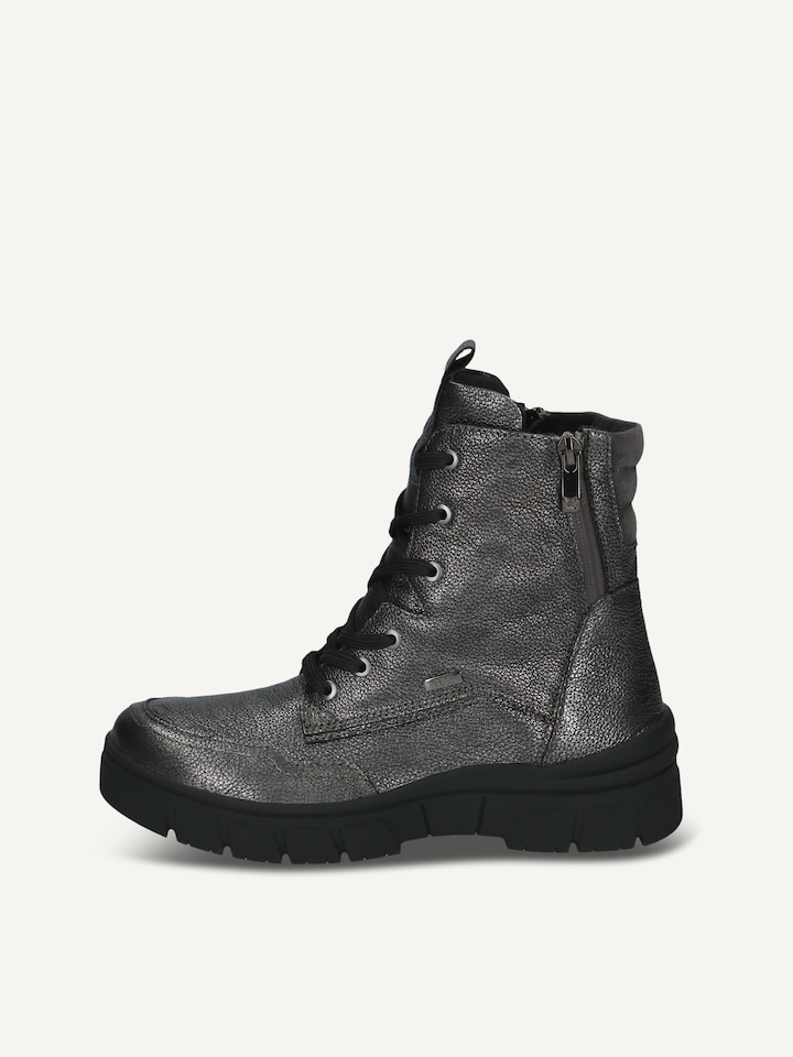 Caprice, Lederstiefelette - grau DK GREY METAL.