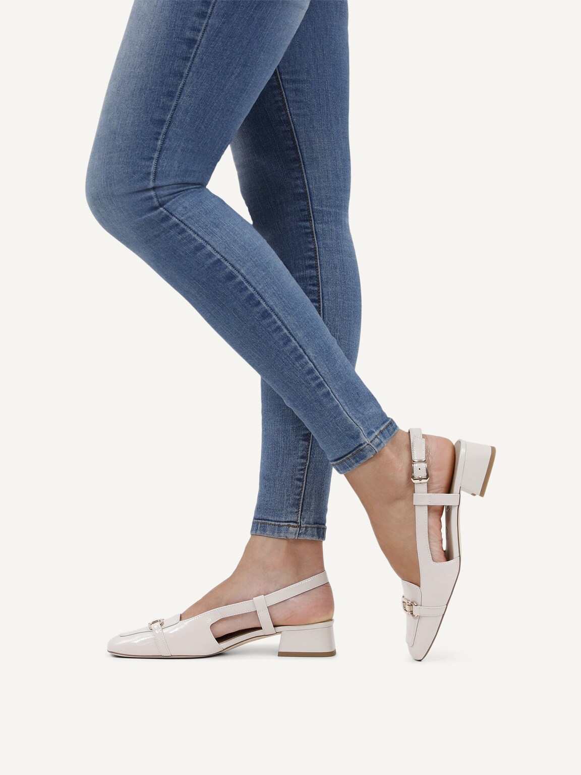 Caprice, Leather sling pumps - white SNOW NAPLAK, image 2 of 6