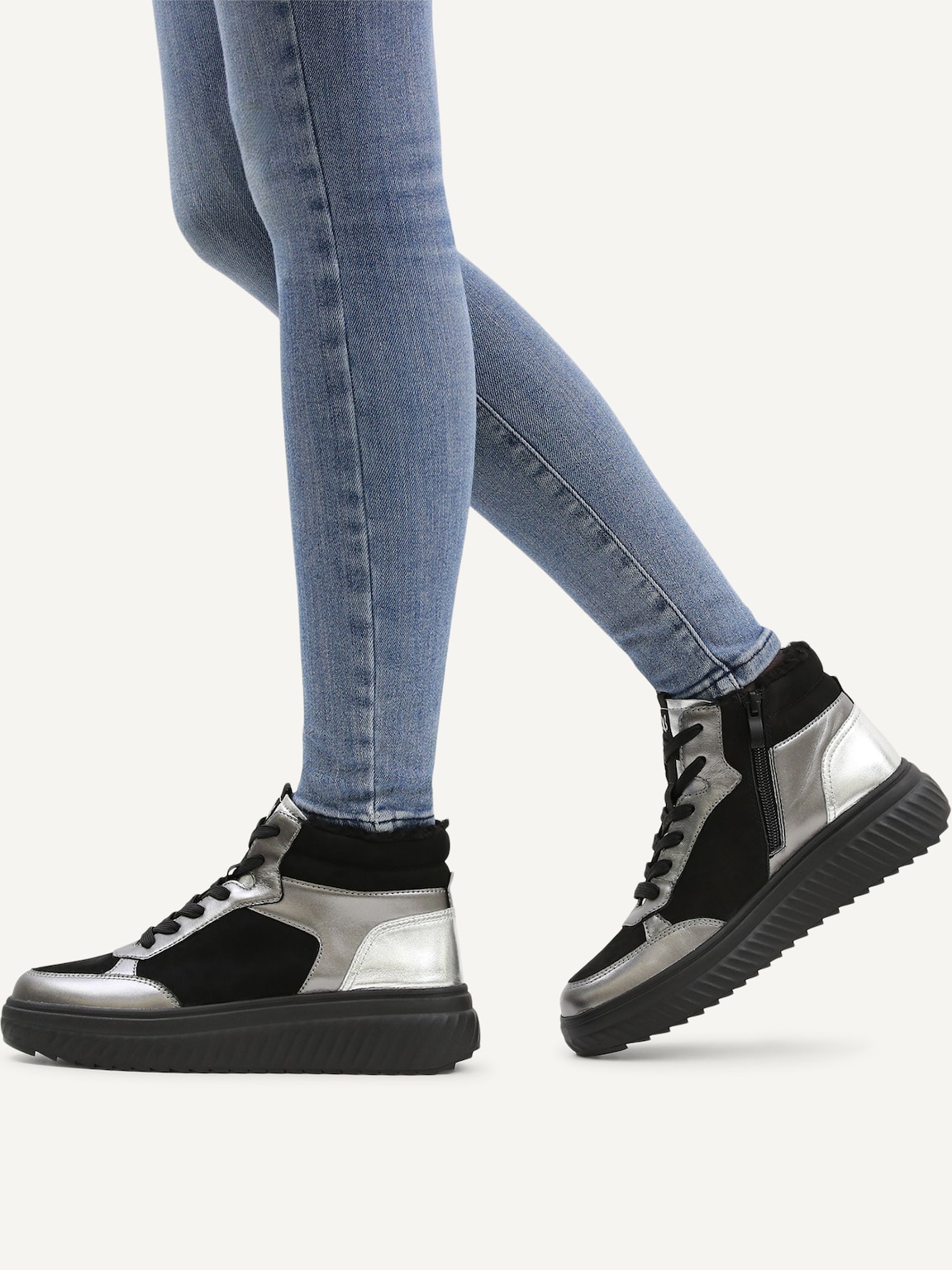 Caprice, Leather Bootie - black warm lining BLACK COMB, image 2 of 6