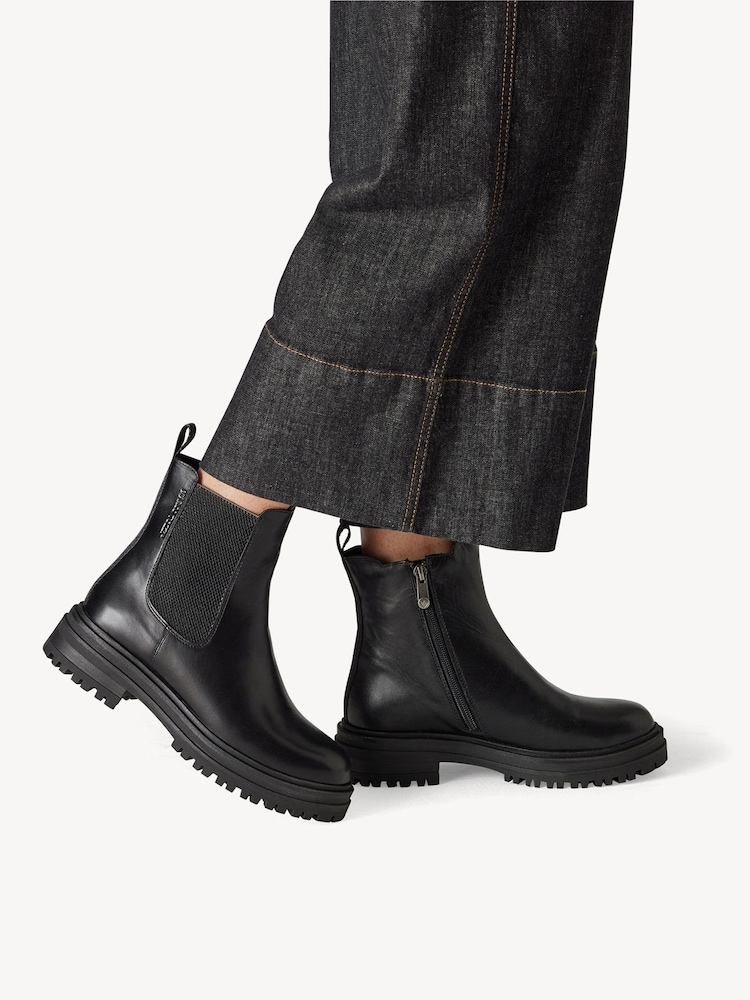 Marco Tozzi, Leather Chelsea boot - black warm lining, BLACK, Image 2 of 7