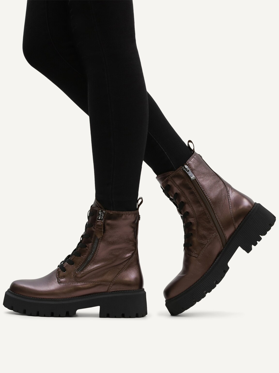 Caprice, Leather Bootie - brown warm lining DK BROWN MET, image 2 of 6