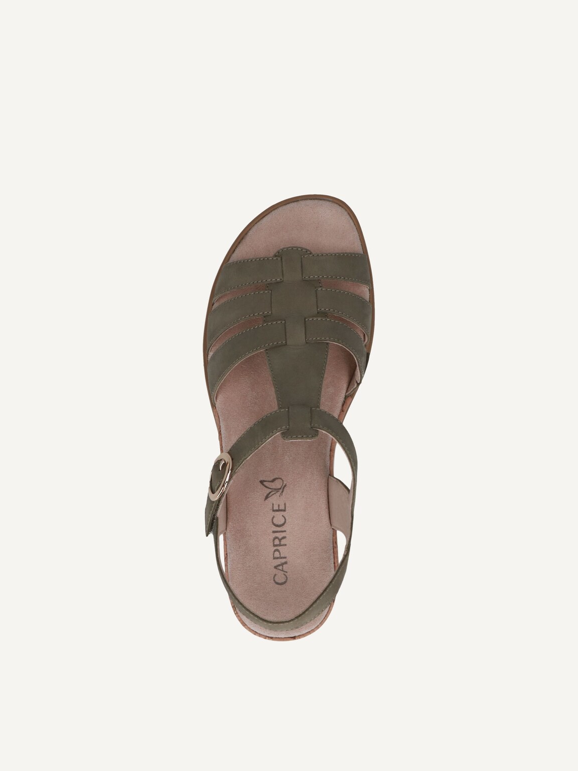 Caprice, Leather Heeled sandal - khaki OLIVE NUBUC, image 6 of 6