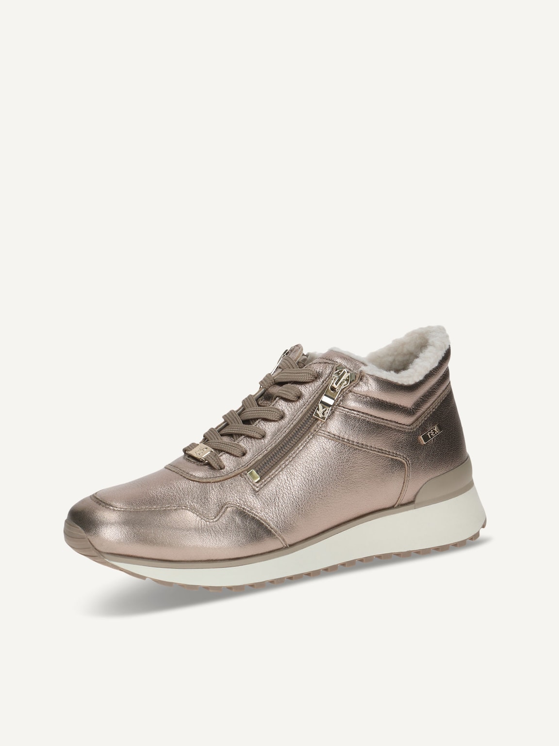 Caprice, Leather Sneaker - brown warm lining TAUPE METALLIC, image 1 of 10