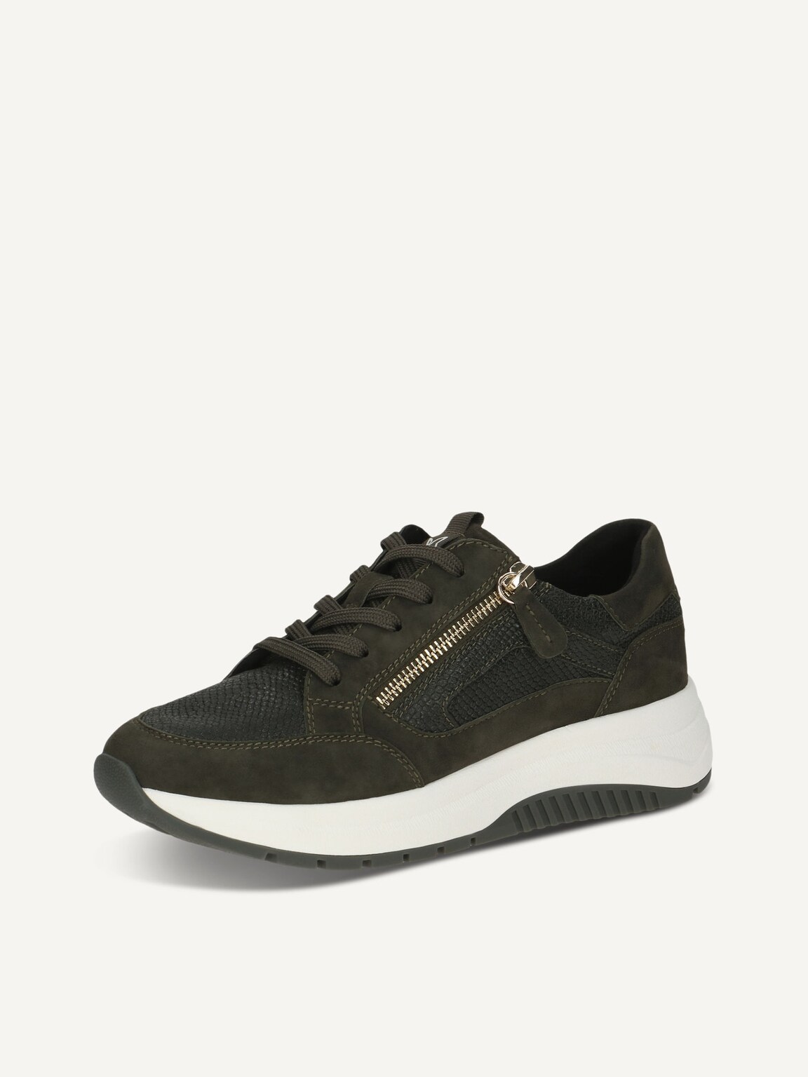 Caprice, Leather Sneaker - khaki KHAKI COMB, image 1 of 5