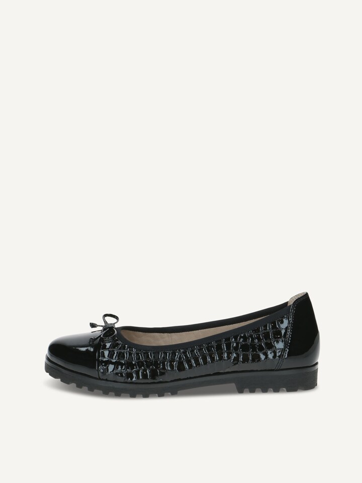 Caprice, Lederballerina - schwarz BLACK CROCO