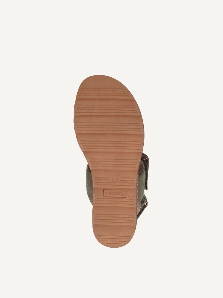 Caprice, Leather Heeled sandal - khaki OLIVE NUBUC, image 5 of 6