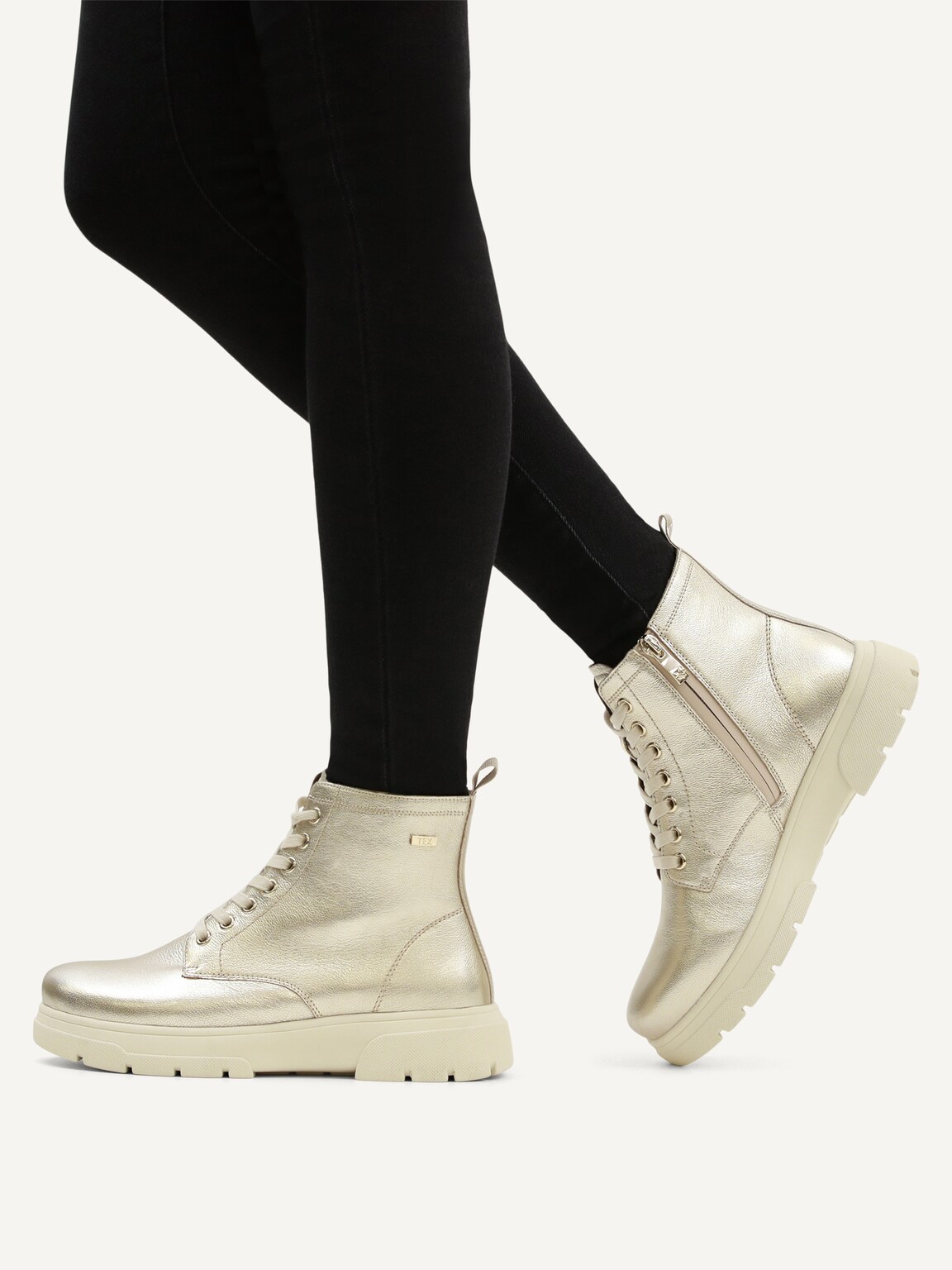 Caprice, Leather Bootie - metallic warm lining PLATIN METAL., image 2 of 6