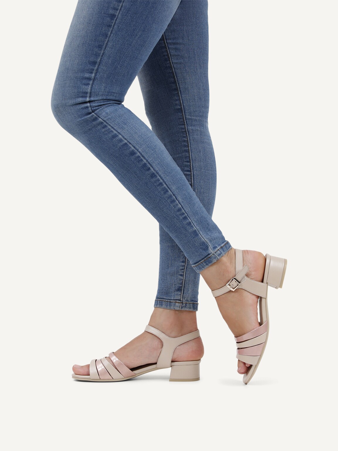 Caprice, Leather Heeled sandal - beige BEIGE/PINK, image 2 of 6