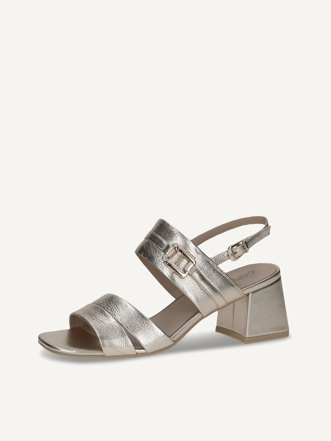 Caprice, Leather Heeled sandal - metallic PLATIN METAL., image 1 of 5