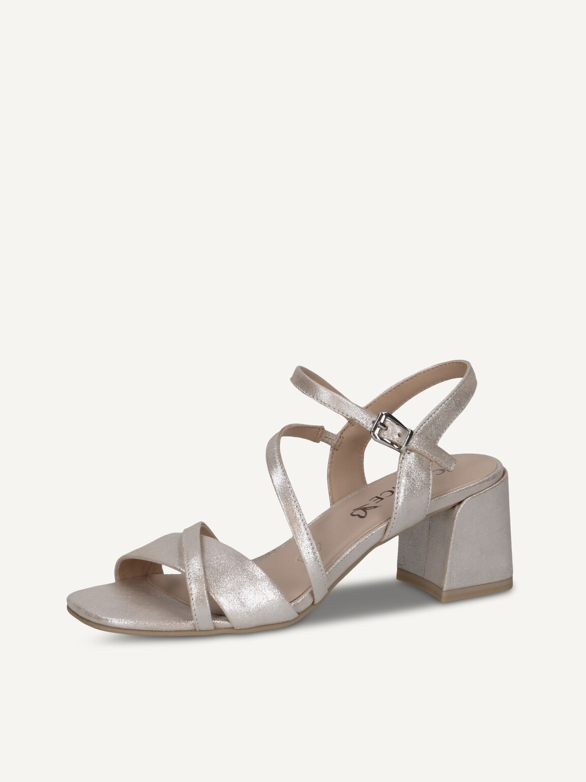 Caprice, Leather Heeled sandal - metallic TAUPE SUE.MET., image 1 of 5