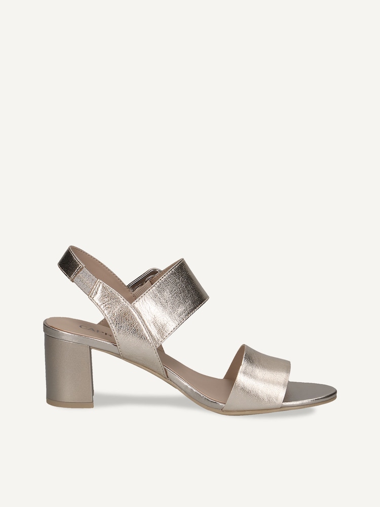 Caprice, Sandale à talon en cuir - métallique PLATIN METAL., image 3 sur 5