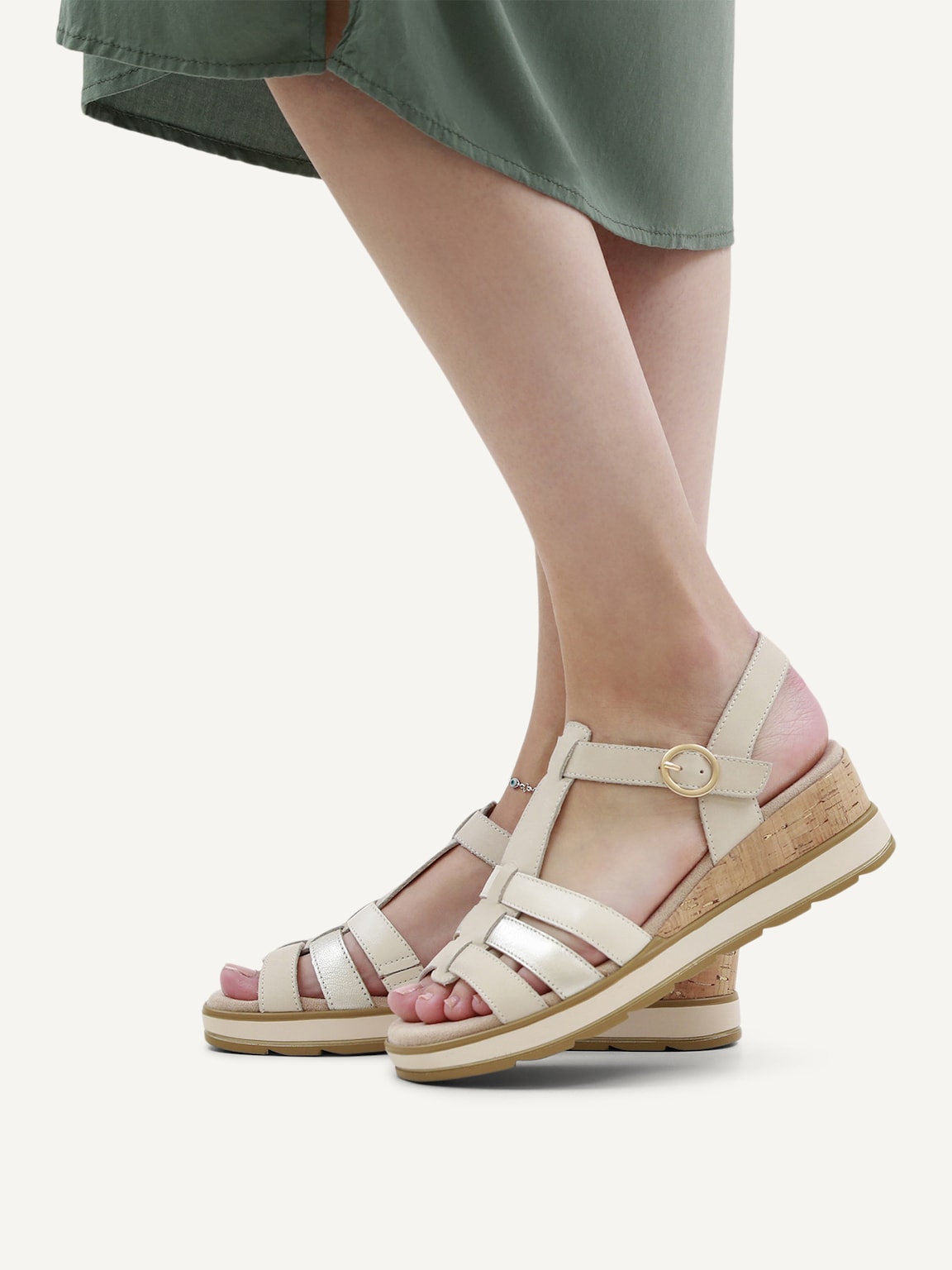 Caprice, Leather Heeled sandal - white SNOW COMB, image 2 of 6