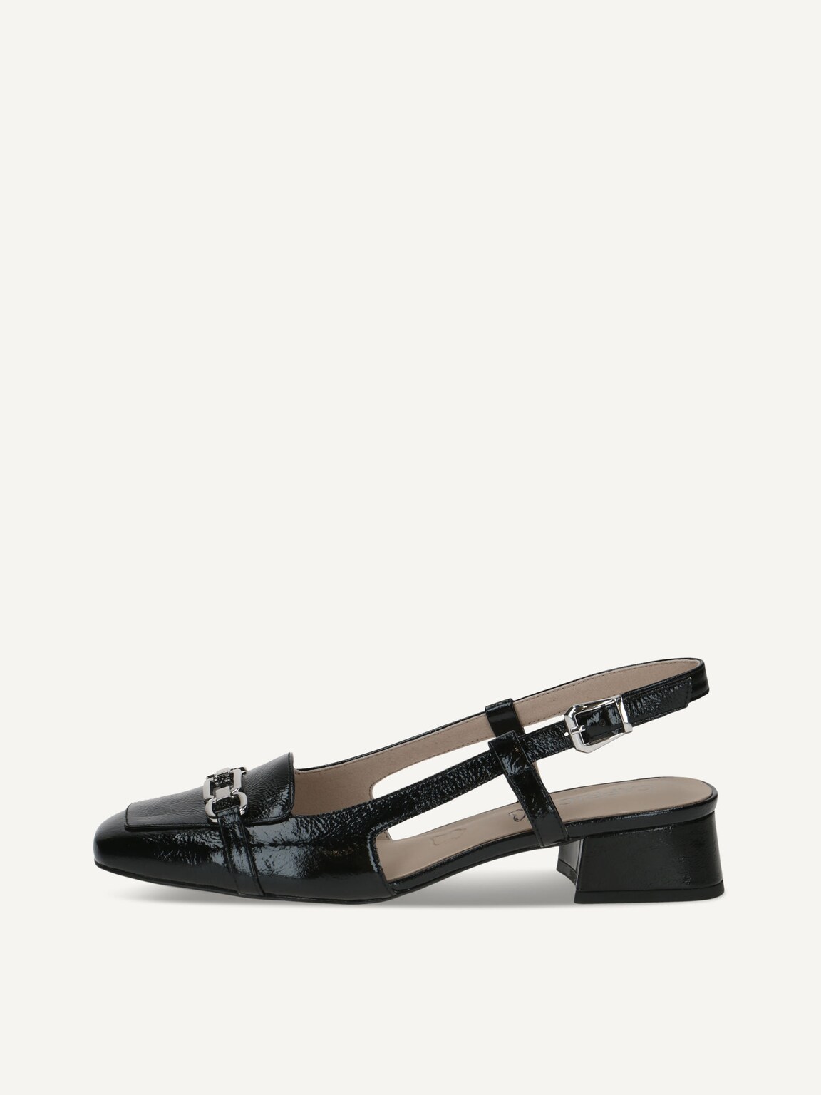 Caprice, Leather sling pumps - black BLACK NAPLAK, image 2 of 5