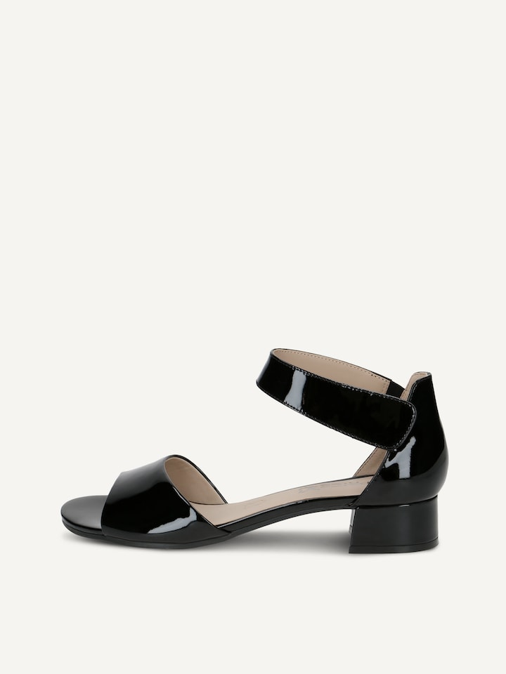Caprice, Sandale à talon en cuir - noir BLACK PATENT