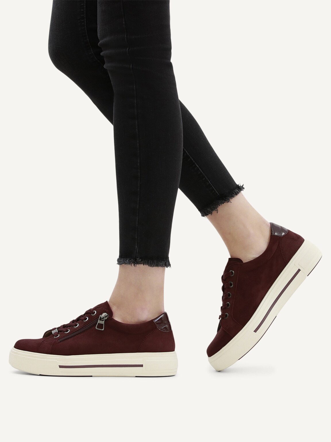 Caprice, Leather Sneaker - red BORDEAUX SUEDE, image 2 of 6