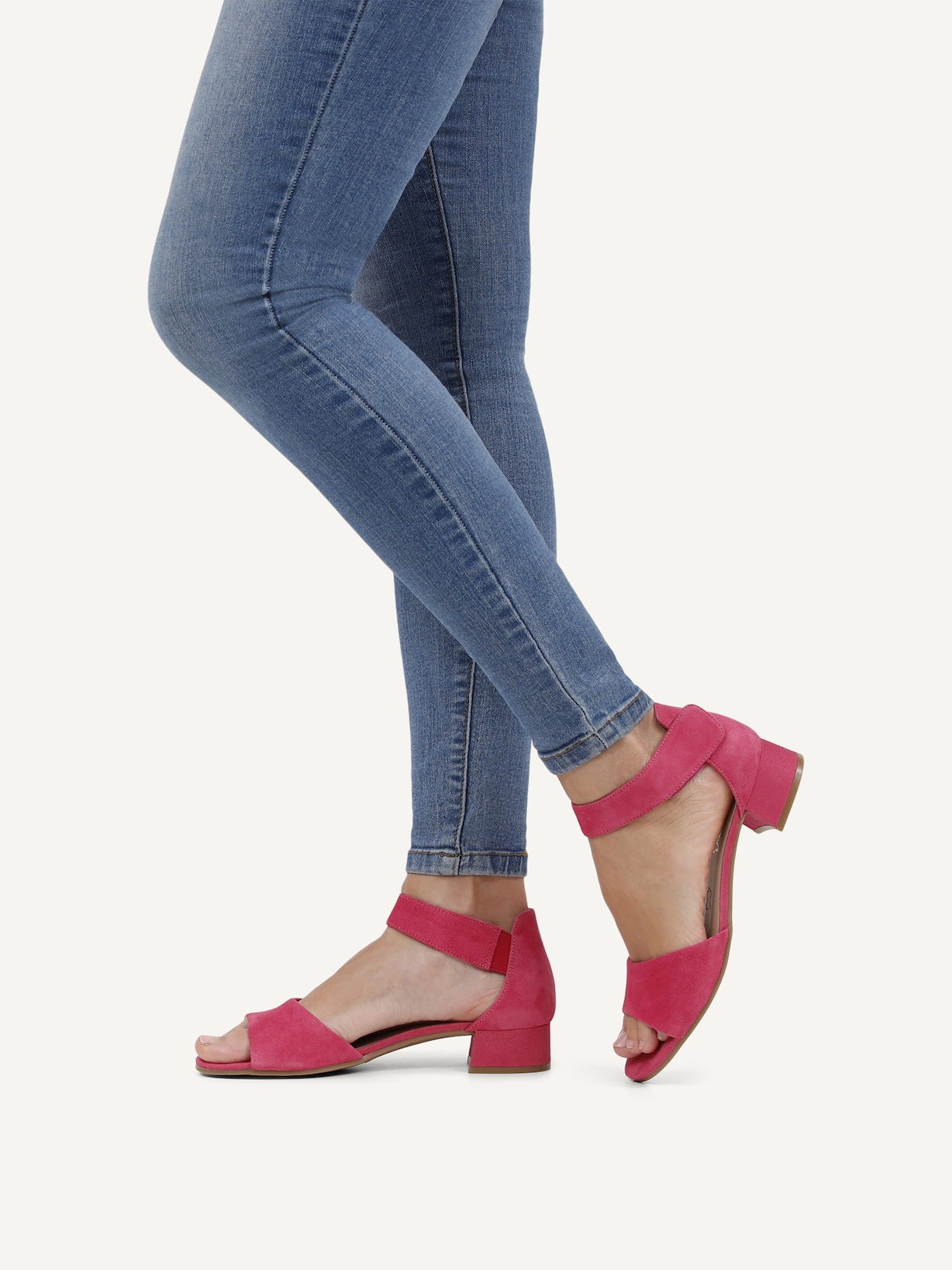 Caprice, Sandale à talon en cuir - rose vif PINK SUEDE, image 2 sur 6