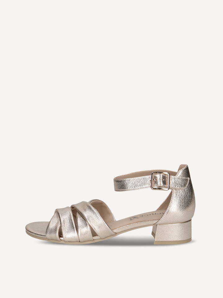 Caprice, Ledersandalette - metallic PLATIN METAL.
