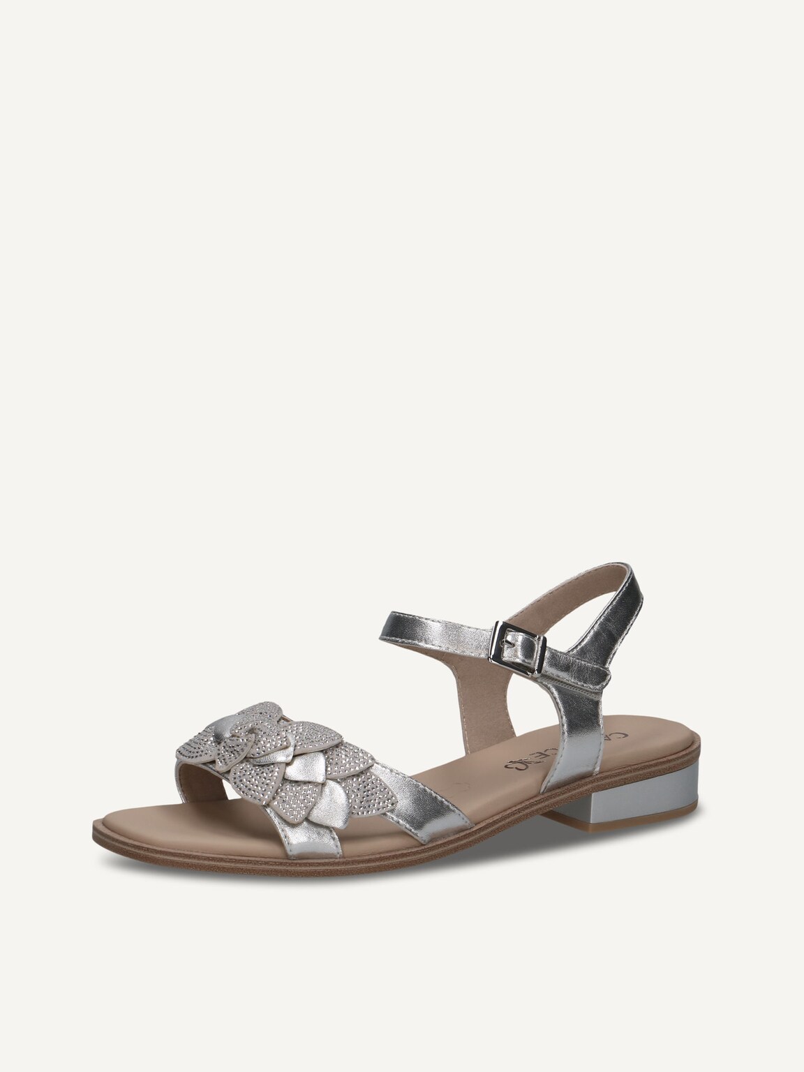 Caprice, Leather Heeled sandal - metallic SILVER COMB, image 1 of 5