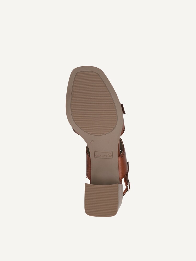 Caprice, Leather Heeled sandal - brown COGNAC NAPPA, image 5 of 6