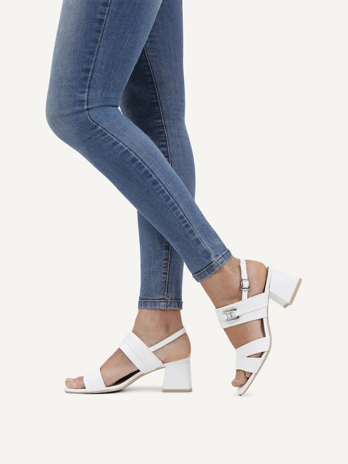 Caprice, Leather Heeled sandal - white WHITE NAPPA, image 2 of 6