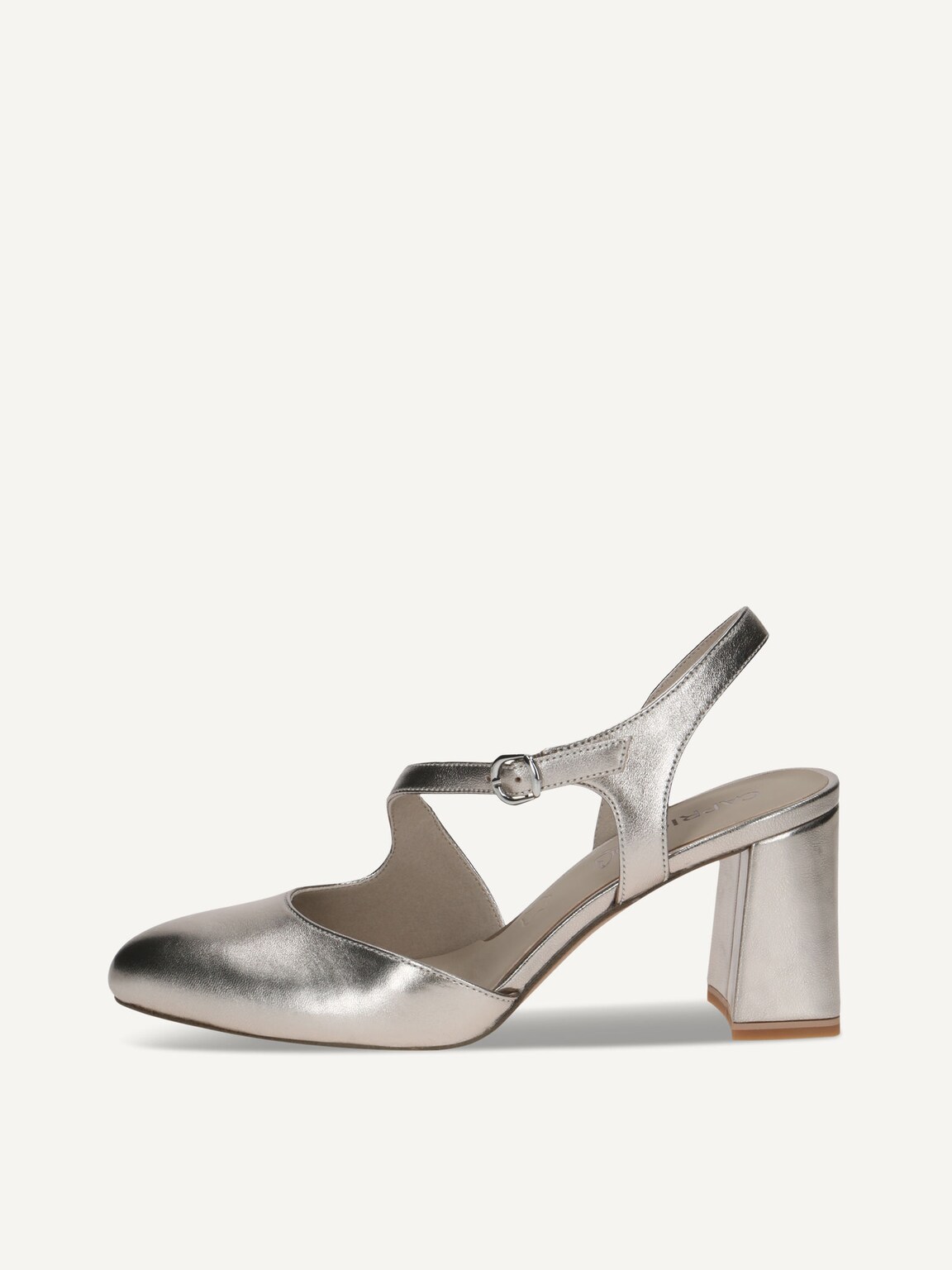 Caprice, Leather sling pumps - brown TAUPE METALLIC, image 2 of 5