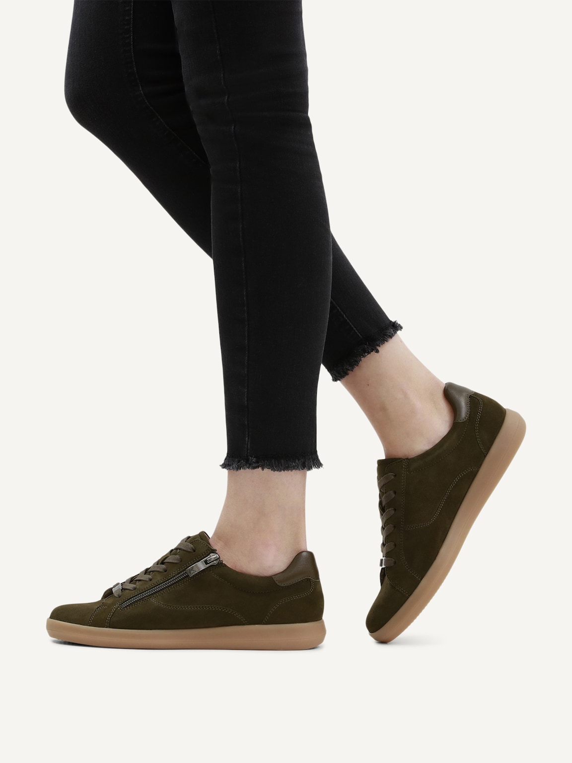 Caprice, Leather Sneaker - khaki KHAKI SUEDE, image 2 of 6
