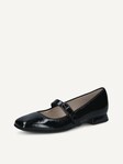 Selected, Caprice, Leather Ballerina - black BLACK NAPLAK