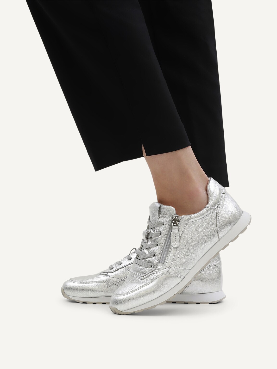 Caprice, Leather Sneaker - metallic SILVER METAL., image 2 of 5