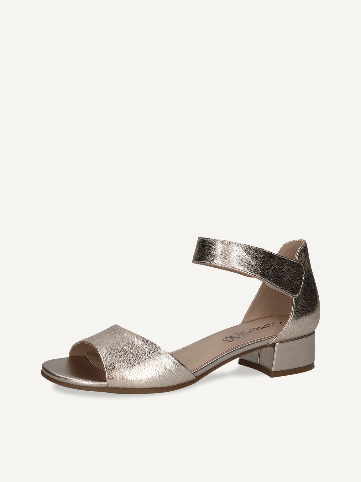 Caprice, Leather Heeled sandal - metallic PLATIN METAL., image 1 of 6